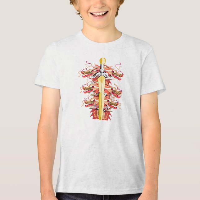 T-shirt En Tri-matière Dragon Rouge et Épée dorée (Recto)