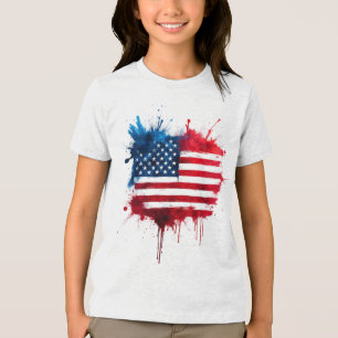 T-shirt En Tri-matière Drapeau américain Abstrait Splash