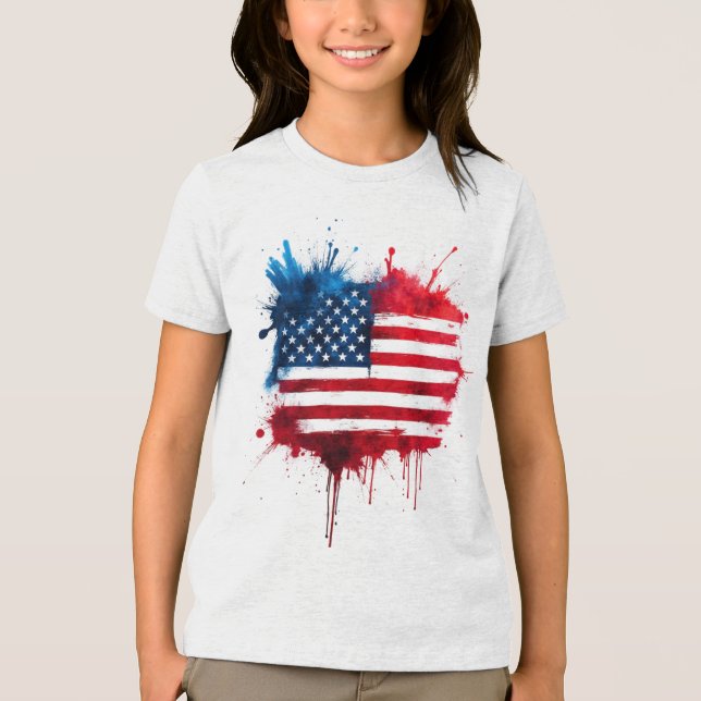 T-shirt En Tri-matière Drapeau américain Abstrait Splash (Recto)