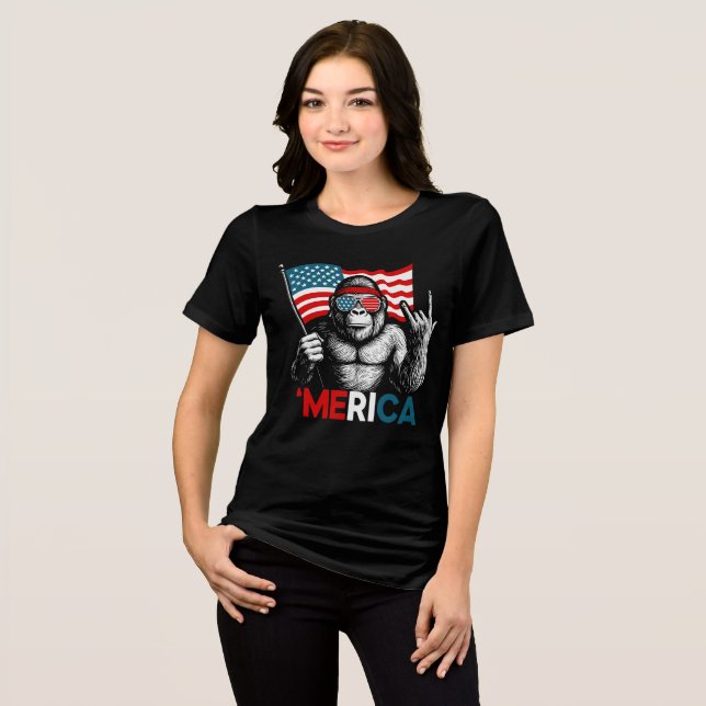 T-shirt En Tri-matière Drapeau américain Bigfoot Merica (Recto plein)