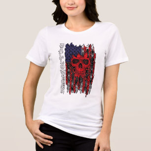 T-shirt En Tri-matière Drapeau américain crâne rouge Halloween Toiles d'a