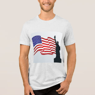T-shirt En Tri-matière Drapeau Américain Et Lady Liberty