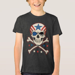 T-shirt En Tri-matière Drapeau américain Patriotique Skull and Crossbones