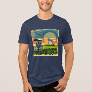 T-shirt En Tri-matière Drapeau américain vintage Disc Golf Soleil vintage