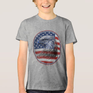 T-shirt En Tri-matière Drapeau américain vintage en détresse avec aigle