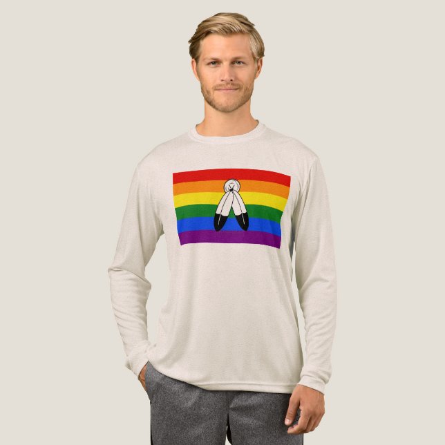 T-shirt En Tri-matière Drapeau de fierté bispirituel de SlipperyJoe's sym (Recto complet)