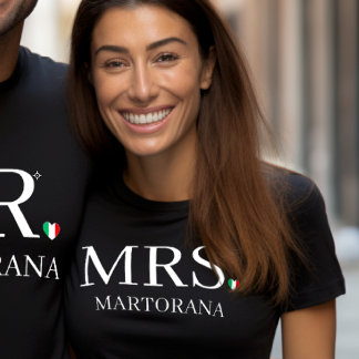 T-shirt En Tri-matière Drapeau italien Mme Cœur Personnel Nom de famille 