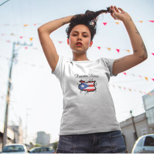 T-shirt En Tri-matière Drapeau national de la carte Porto Rico minimale
