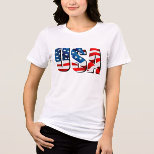 T-shirt En Tri-matière drapeau patriotique américain rouge blanc
