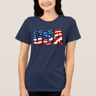 T-shirt En Tri-matière Drapeau rouge blanc bleu patriotique américain USA