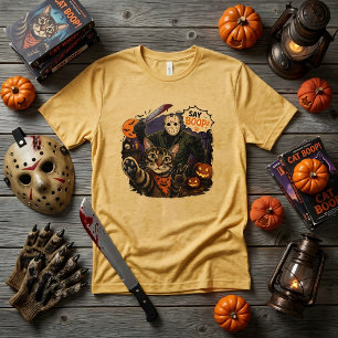 T-shirt En Tri-matière Drôle Dis Boop! Horreur Chat Selfie Masque Jason