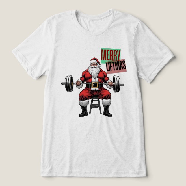 T-shirt En Tri-matière Drôle Fitness Noël Vies de Noël Barbell Père Noël (Design Recto)