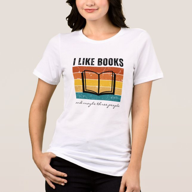 T-shirt En Tri-matière Drôle J'Aime Les Livres Retro Sunset (Recto)