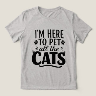 T-shirt En Tri-matière Drôle, je suis ici pour caresser tous les chats Am