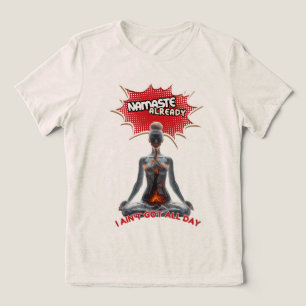 T-shirt En Tri-matière Drôle Yoga Comic Pop Art - "Namaste Déjà"