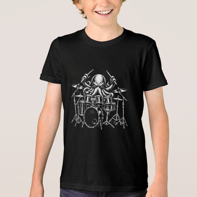 T-shirt En Tri-matière Drum Playing Octopus (Recto)