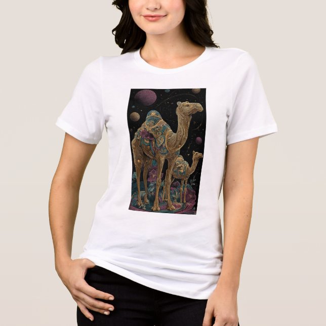 T-shirt En Tri-matière duo de chameaux dorés cosmiques (Recto)