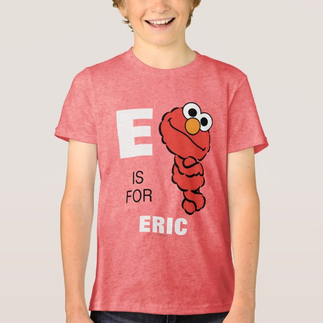 T-shirt En Tri-matière E est pour Elmo | Ajouter Votre Nom (Recto)
