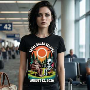 T-shirt En Tri-matière Éclipse solaire totale Bigfoot Alien 12 août 2026