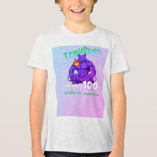 T-shirt En Tri-matière Écrasé 100 Jours d'École–chat drôle