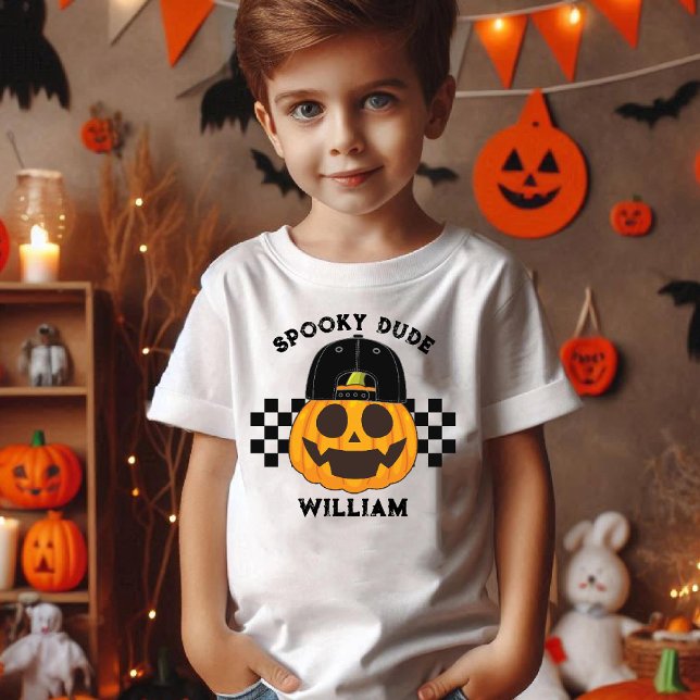 T-shirt En Tri-matière Éffrayant Dude Retro Citrouille Toddler Boys Hallo (Spooky Dude Retro Pumpkin Toddler Boys Halloween Tri-Blend Shirt)
