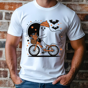 T-shirt En Tri-matière Éffrayant Ghost Riding Vélo Halloween moderne