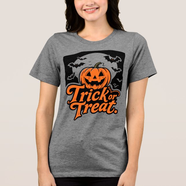 T-shirt En Tri-matière Éffrayant Jack-o'Lantern Trick ou Treat Halloween (Recto)