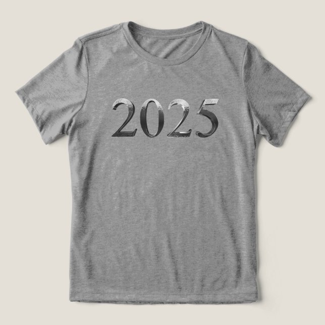 T-shirt En Tri-matière Elégant Faux Silver Numbers Bonne année 2025 (Design Recto)