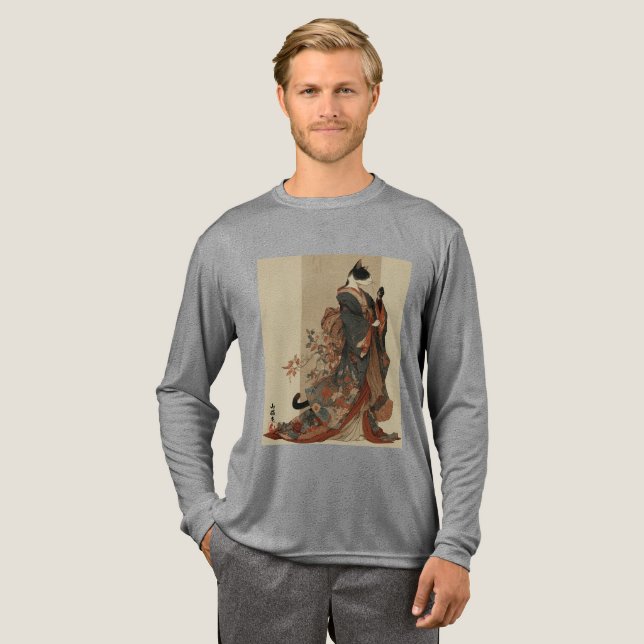 T-shirt En Tri-matière "Elegant Grace" Japanese Cat in Kimono Art (Recto complet)