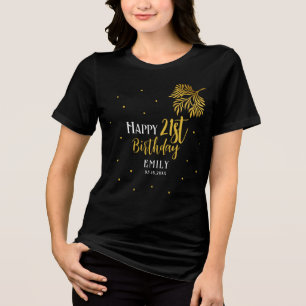 T-shirt En Tri-matière Elégant Joyeux 21ème anniversaire Gold Foliage Par