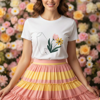 T-shirt En Tri-matière Elegant line with colorful botanical flowers