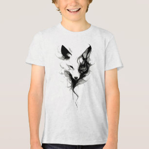 T-shirt En Tri-matière Elégant Loup blanc en encre noire