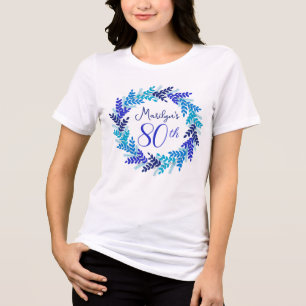 T-shirt En Tri-matière Élégant monogramme Royal Blue Wreath 80e anniversa