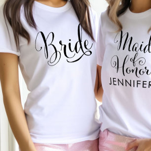T-shirt En Tri-matière Élégant script noir de mariée Mariage personnalisé