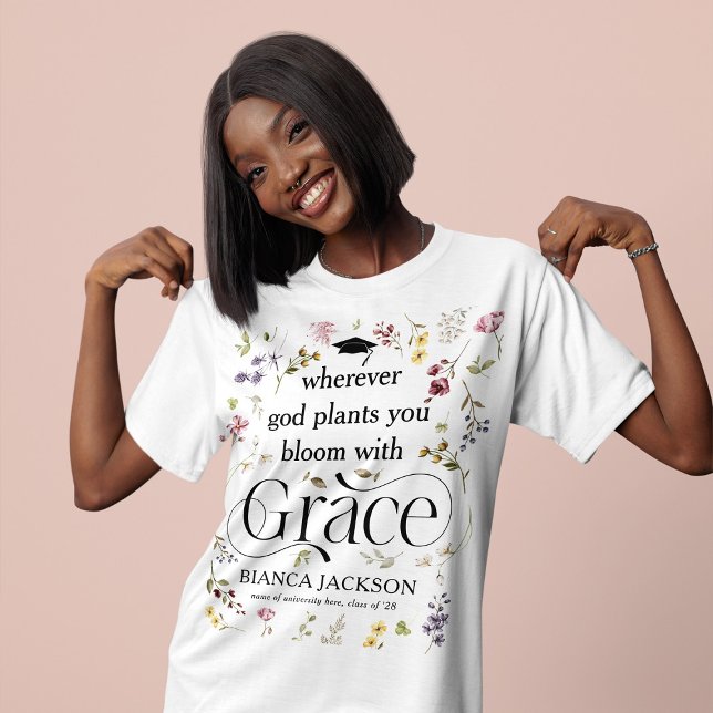 T-shirt En Tri-matière Elegant Wildflower 'Bloom with Grace' Graduate (Créateur téléchargé)
