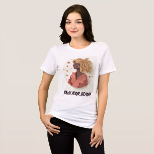 T-shirt En Tri-matière Élégante femme découpée en papier avec cheveux gon