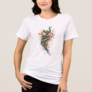 T-shirt En Tri-matière Élégante œuvre d'art aux tons dorés et de bijoux