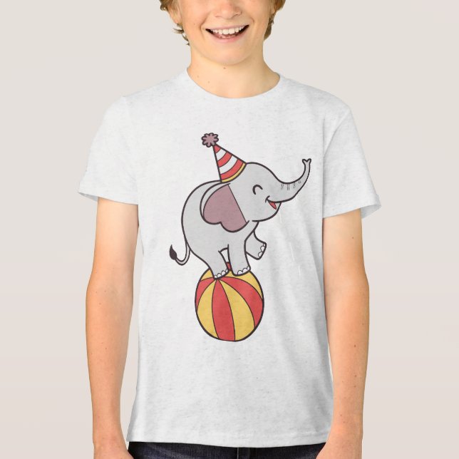 T-shirt En Tri-matière Eléphant de cirque mignon sur la balle - Anniversa (Recto)