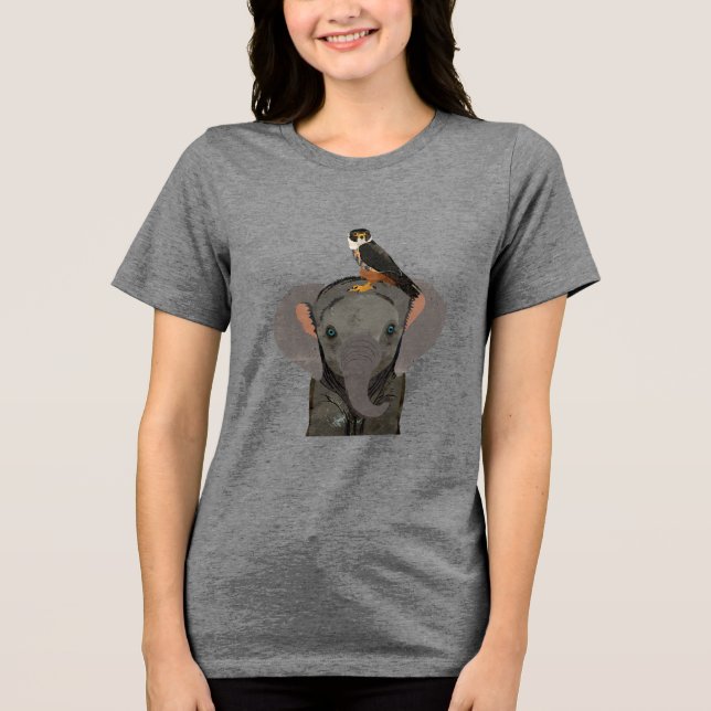 T-SHIRT  EN TRI-MATIÈRE ÉLÉPHANT & FAUCON (Recto)