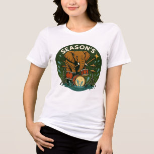 T-shirt En Tri-matière Eléphant jouant de la batterie éclaboussant l'eau 