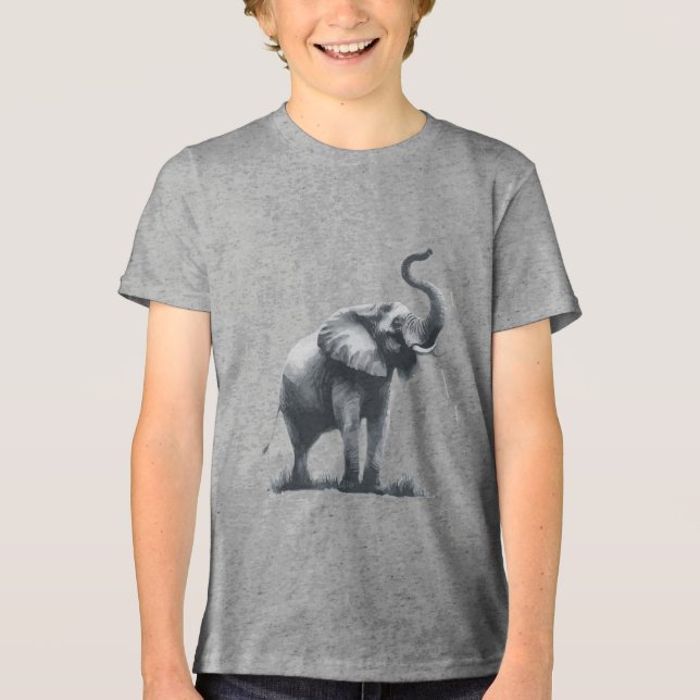 T-shirt En Tri-matière Eléphant majestueux avec tronc élevé (Recto)