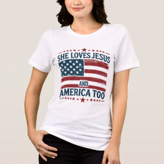 T-shirt En Tri-matière "Elle aime Jésus et l'Amérique aussi"