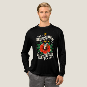 T-shirt En Tri-matière Emblème d'épée florale Été vibrant à l'hibiscus