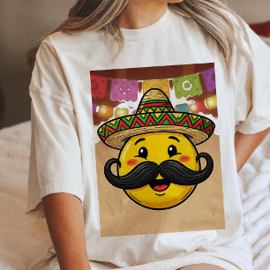 T-shirt En Tri-matière Emoji Mariachi Drôle Avec Sombrero & Moustache
