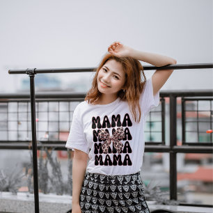 T-shirt En Tri-matière Empreinte de léopard Mama Coquette Cheetah Bow Mam
