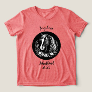 T-shirt En Tri-matière Enfant scolarisé 2026 - Cheval avec des fleurs - n