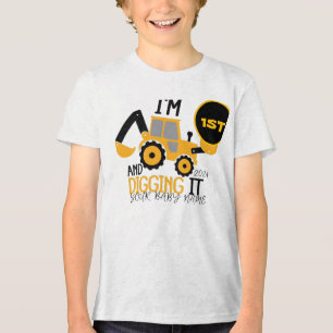 T-shirt En Tri-matière Enfants Trois 3 ans 3ème anniversaire Construction