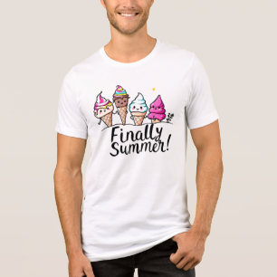 T-shirt En Tri-matière Enfin Été Jolie Vacances Crème Glace