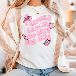 T-shirt En Tri-matière Enseignant 100 jours de l'école Survivant du cance