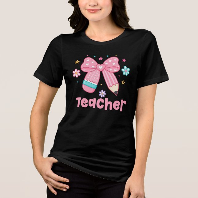 T-shirt En Tri-matière Enseignant, Arc de Crayon Coquette (Recto)